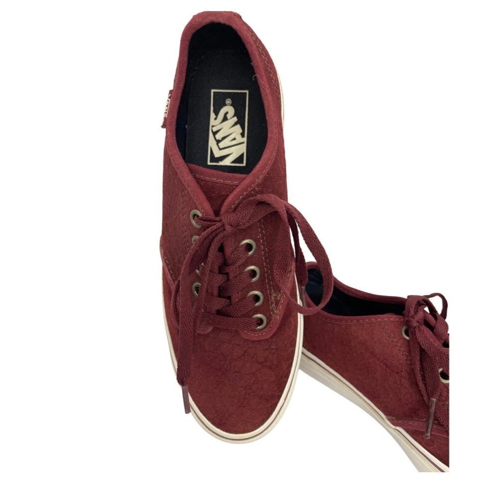 VANS OLD SKOOL Retro Low Top Sk8 Shoes Women 7 Burgundy‎ Textured Suede Sneakers - Picture 4 of 14